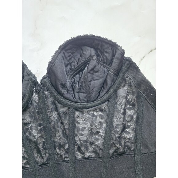 Sears Black Lace Vintage Bustier Longline Pinup Underwire Strapless Bra 36C - Picture 5 of 11